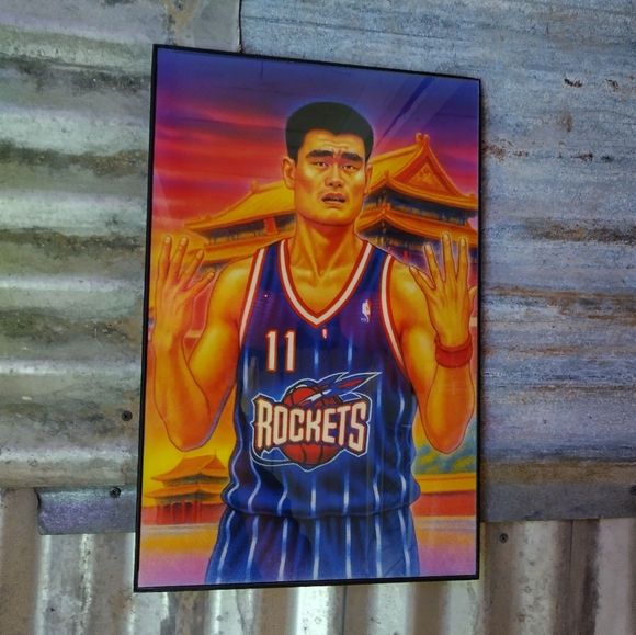 Other - Yao Ming Retro NBA Houston Rockets Airbrushed Style Framed Art Print